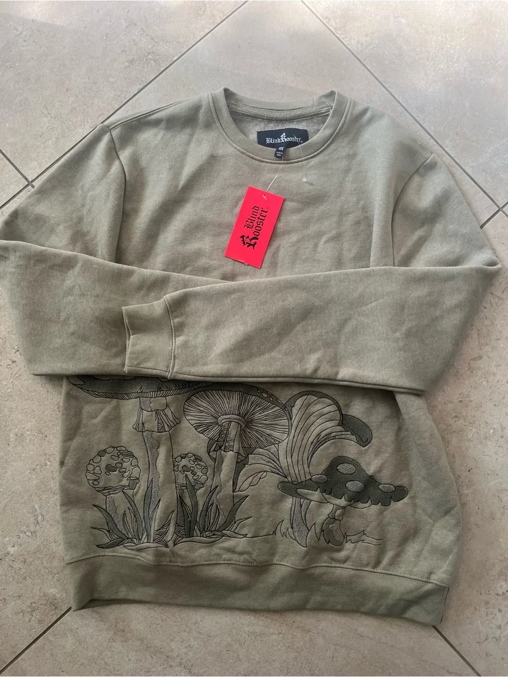Blind Rooster Embroidered Front Sweatshirt - Elm / Mushroom Fantasy